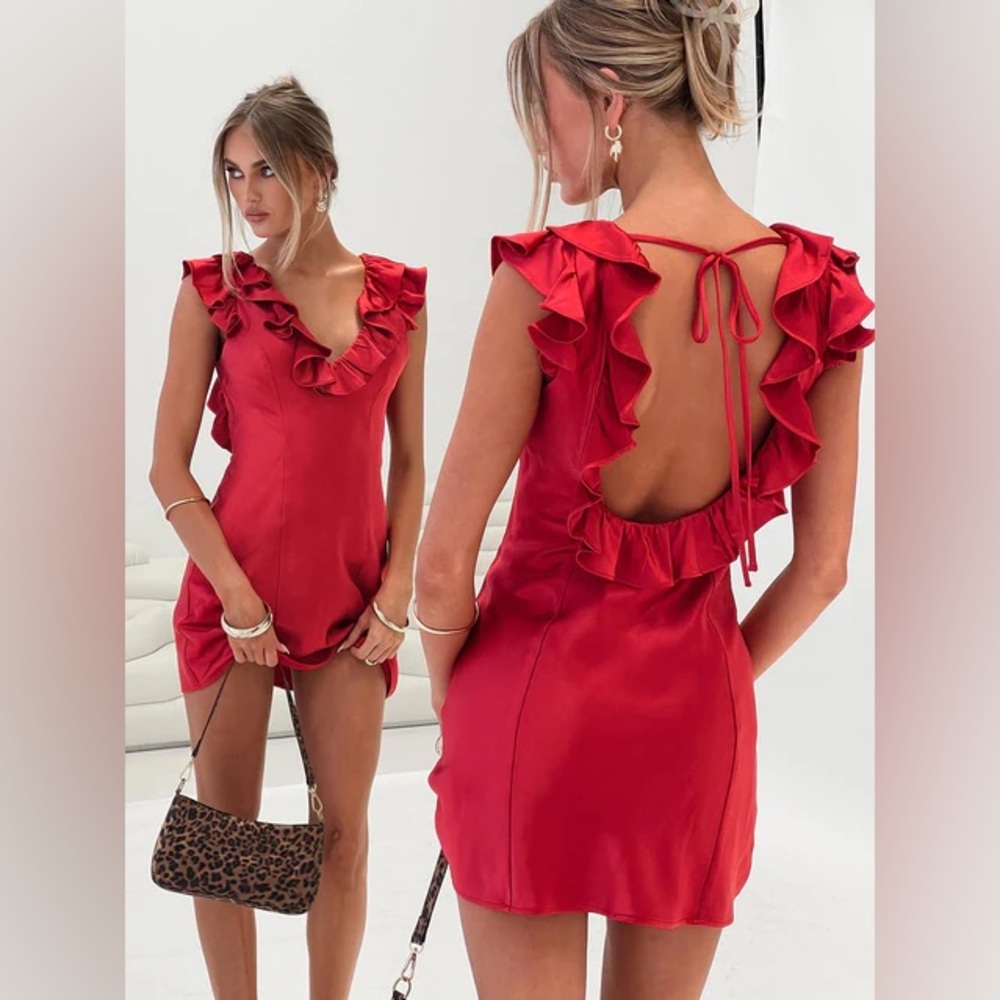 Elegant Red Ruffle Dress